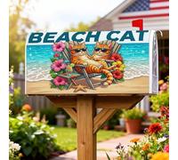 Coperture magnetiche per cassette postali con gatti, copertura per cassetta postale stagionale estiva con fiori da spiaggia, decorazione per giardino, cortile, 45,7 x 53,3 cm