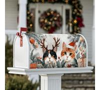 Coperture magnetiche per cassette postali con gatti, decorazioni natalizie per cassetta delle lettere di Natale, con corna di renna, cappello di Babbo Natale, decorazioni per cassetta delle lettere