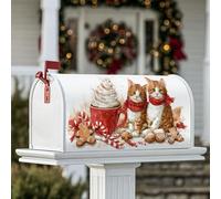 Coperture magnetiche per cassette postali con gatti, decorazioni natalizie per cassetta delle lettere di pan di zenzero, decorazione per giardino e cortile, 53 x 64 cm