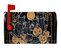 Coperture magnetiche per cassette postali con gatti, fantasiose zucche di Halloween, luna, Halloween, coperture nere per cassetta delle lettere per esterni, decorazione per giardino e patio, 53 x 64