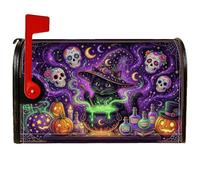 Coperture magnetiche per cassette postali con gatti, fantasiose zucche festive, teschi, Halloween, viola, per decorazione del prato, 45,7 x 53,3 cm
