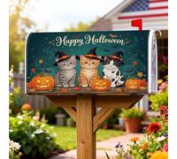 Coperture magnetiche per cassette postali con gatti, fantasiose zucche giocose e cappelli di Halloween arancioni per le festività per la decorazione del cortile 45,7 x 53,7 cm