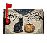 Coperture magnetiche per cassette postali con gatti, zucche rustiche festive, alberi di Halloween, copertura per cassetta postale stagionale per la casa e il giardino, 45 x 53 cm