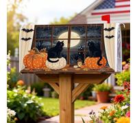 Coperture magnetiche per cassette postali con gatti, zucche rustiche festive, luna autunnale, copertura per cassetta postale arancione, decorazione da giardino per esterni, 53 x 64 cm
