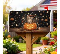Coperture magnetiche per cassette postali con gattini, fantasiose zucche festive, stelle di Halloween, coperture nere per cassetta delle lettere per esterni, decorazione da giardino 45,7 x 53,7 cm
