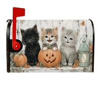 Coperture magnetiche per cassette postali con gattini, lanterna rustica di zucca di Halloween, decorazioni per cassetta delle lettere arancione per la casa e il giardino, 53 x 65,5 cm