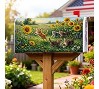 Coperture magnetiche per cassette postali con gattino, copertura estiva rustica per cassetta delle lettere con girasole e erba verde estiva per decorazioni esterne 45,7 x 53,3 cm