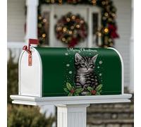 Coperture magnetiche per cassette postali con gattino, copertura per cassetta postale natalizia con agrifoglio, fiocchi di neve, decorazione per porta d'ingresso, 45,7 x 53,7 cm