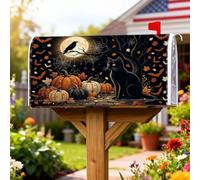 Coperture magnetiche per cassette postali con gatto, fantasiose zucche rustiche corvo, coperture per cassetta delle lettere per Halloween, per esterni, decorazione da cortile, 45,7 x 53,7 cm