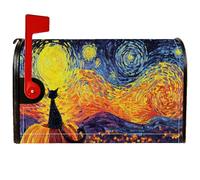 Coperture magnetiche per cassette postali con gatto, impressionismo artistico, stelle, luna, autunno, giallo, protezione per la posta per decorazioni esterne, 53 x 64 cm