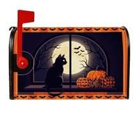 Coperture magnetiche per cassette postali con gatto, spettrali zucche festive, luna, Halloween, copertura nera per cassetta postale per decorazione da cortile, 45,7 x 53,7 cm