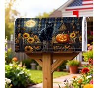 Coperture magnetiche per cassette postali con gatto, zucche rustiche festive, girasole, Halloween, copertura per cassetta postale stagionale per decorazione del prato, 45,7 x 53,7 cm