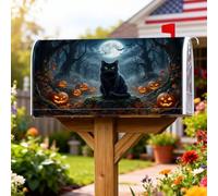 Coperture magnetiche per cassette postali con gatto, zucche rustiche festive, luna, Halloween, copertura per cassetta postale nera, per decorazioni esterne, 45,7 x 53,3 cm