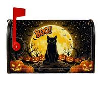 Coperture magnetiche per cassette postali con gatto, zucche rustiche festive, luna piena, Halloween, copertura per cassetta postale stagionale per giardino, cortile, decorazione 45,7 x 53,3 cm