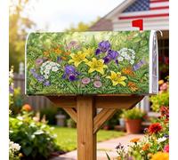 Coperture magnetiche per cassette postali con gigli, copertura per cassetta delle lettere primaverile con fiori di campo vibranti, per decorazione da cortile anteriore 53 x 64 cm