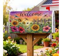 Coperture magnetiche per cassette postali con girasole, api primaverili con libellula e ape, protezione per la decorazione del cortile anteriore, 45,7 x 53,7 cm