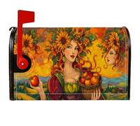 Coperture magnetiche per cassette postali con girasole, autunnale fantasiosa donna frutta autunno arancione stagionale copertura per la decorazione del prato 45,7 x 53,7 cm
