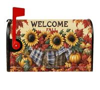 Coperture magnetiche per cassette postali con girasole, autunnali rustiche con zucca, foglie autunnali gialle, copertura per cassetta delle lettere per decorazione del cortile anteriore 45,7 x 53,7