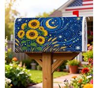 Coperture magnetiche per cassette postali con girasole, autunnali rustiche, luna, stelle, autunno, blu, decorazione per esterni, 45,7 x 53,3 cm