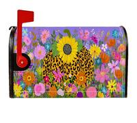 Coperture magnetiche per cassette postali con girasole, con stampa leopardata colorata e festosa, per esterni, giardino, cortile, decorazione 45,7 x 53,7 cm