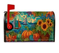 Coperture magnetiche per cassette postali con girasole, copertura decorativa per cassetta postale autunnale con zucca rustica e barca a vela gialla per decorazione portico anteriore, 45,7 x 53,7 cm