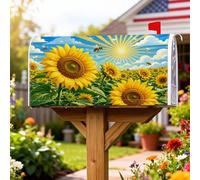 Coperture magnetiche per cassette postali con girasole, copertura decorativa per cassetta postale estiva con vivace skyline di api, per esterni, giardino, cortile, 53 x 64 cm