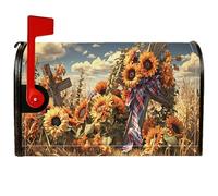 Coperture magnetiche per cassette postali con girasole, copertura decorativa per cassetta postale rustica in stile rustico con motivo a quadri, colore giallo, decorazione per esterni e giardino, 53 x