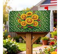 Coperture magnetiche per cassette postali con girasole, copertura estiva per cassetta della posta gialla con farfalla gioiosa e faccia sorridente, decorazione per esterni da cortile, 45,7 x 53,7 cm