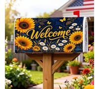 Coperture magnetiche per cassette postali con girasole, copertura estiva rustica per cassetta della posta con crisantemo farfalla estate gialla copertura per la decorazione del portico anteriore 53 x