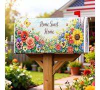 Coperture magnetiche per cassette postali con girasole, copertura per cassetta della posta gialla primaverile floreale rosa farfalla primavera per decorazioni per casa e giardino 53 x 64 cm