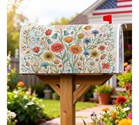 Coperture magnetiche per cassette postali con girasole, copertura per cassetta della posta in stile rustico primaverile con papaveri e campanule, per decorazioni esterne, 45 x 53 cm