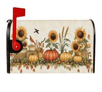 Coperture magnetiche per cassette postali con girasole, copertura per cassetta postale autunnale rustica con zucca, uccellino, giallo, decorazione per porta d'ingresso, 53 x 64 cm