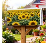 Coperture magnetiche per cassette postali con girasole, copertura per cassetta postale estiva esterna con foglie verdi, per esterni, giardino, cortile, decorazione 45,7 x 53,3 cm