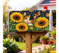 Coperture magnetiche per cassette postali con girasole, copertura per cassetta postale stagionale con gatto e farfalla primaverile, per decorazione da giardino all'aperto, 53 x 64 cm