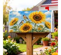 Coperture magnetiche per cassette postali con girasole, copertura per cassetta postale stagionale estiva con natura e foglie di uccello, per decorazione del cortile anteriore, 45,7 x 53,7 cm