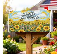 Coperture magnetiche per cassette postali con girasole, copertura per cassetta postale stagionale estiva gioiosa recinzione nuvola estiva gialla stagionale per decorazioni da giardino 45,7 x 53,7 cm
