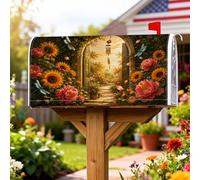Coperture magnetiche per cassette postali con girasole, copertura per cassette postali rustiche primaverili con farfalle e rose gialle per le vacanze, per decorazioni esterne, 45,7 x 53,7
