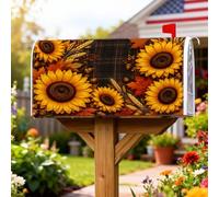 Coperture magnetiche per cassette postali con girasole, copertura stagionale per cassette postali rustiche a quadri, per decorazioni esterne, 45,7 x 53,7 cm