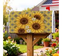 Coperture magnetiche per cassette postali con girasole, crisantemo rustico primaverile fiore blu primavera giallo pelle per la decorazione esterna del cortile 53 x 64 cm