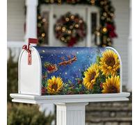 Coperture magnetiche per cassette postali con girasole, decorazione natalizia per cassetta postale con renna e slitta natalizia, per decorare la casa e il giardino, 53 x 64 cm