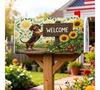 Coperture magnetiche per cassette postali con girasole, decorazioni estive rustiche per cassetta delle lettere di cane fragole estive gialle decorazioni per giardino e cortile, 53 x 65,5 cm