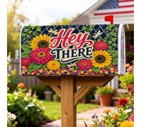 Coperture magnetiche per cassette postali con girasole, estate vibrante zinnia crisantemo giallo estivo copertura per cassetta postale per esterni, giardino, cortile, decorazione 53 x 64 cm