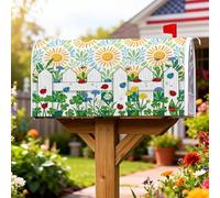 Coperture magnetiche per cassette postali con girasole, fantasiose coccinelle api primaverili verdi per decorazioni da giardino per esterni, 45,7 x 53,7 cm