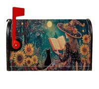 Coperture magnetiche per cassette postali con girasole, fantasioso gatto strega autunnale, gialli, per decorazioni esterne, 45,7 x 53,7 cm