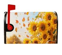 Coperture magnetiche per cassette postali con girasole, foglie autunnali rustiche, cielo, autunnali, gialle, per decorazioni da giardino all'aperto, 53 x 64 cm