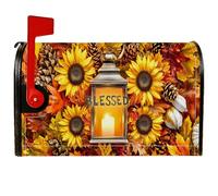 Coperture magnetiche per cassette postali con girasole, lanterna rustica per casale e pigne, colore giallo, per decorazione da giardino e cortile, 53 x 64 cm
