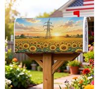 Coperture magnetiche per cassette postali con girasole, linee elettriche naturali rurali al tramonto estivo giallo copertura per la decorazione del cortile anteriore 53 x 64 cm