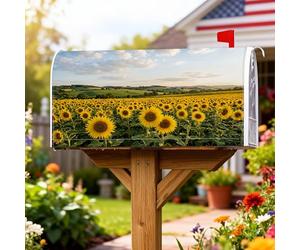 Coperture magnetiche per cassette postali con girasole, orizzonti estivi rustici sul campo, protezione per cassetta postale gialla per esterni, decorazione da giardino, 53 x 64 cm