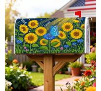 Coperture magnetiche per cassette postali con girasole, primavera vibrante farfalla libellula primavera giallo copertura per cassetta delle lettere per giardino cortile decorazione 45,7 x 53,3 cm