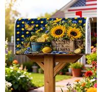 Coperture magnetiche per cassette postali con girasole, protezione estiva rustica per cassetta postale gialla con limoni, decorazione per cortile, 45,7 x 53,3 cm